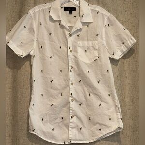 Men's White Palm Tree Print Shirt